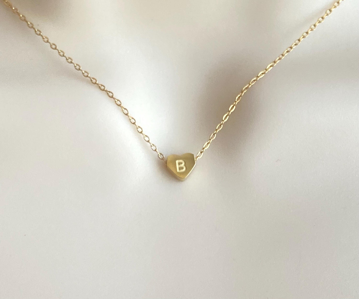 Small Heart Initial Charm Necklace • Stainless Steel or Gold Personalized Letter Necklace