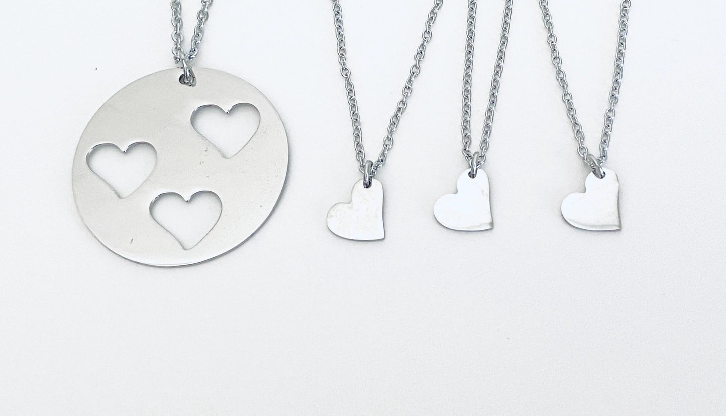 Stainless Steel Mother & 3 Daughters Necklace Set – Matching Family Necklace Set