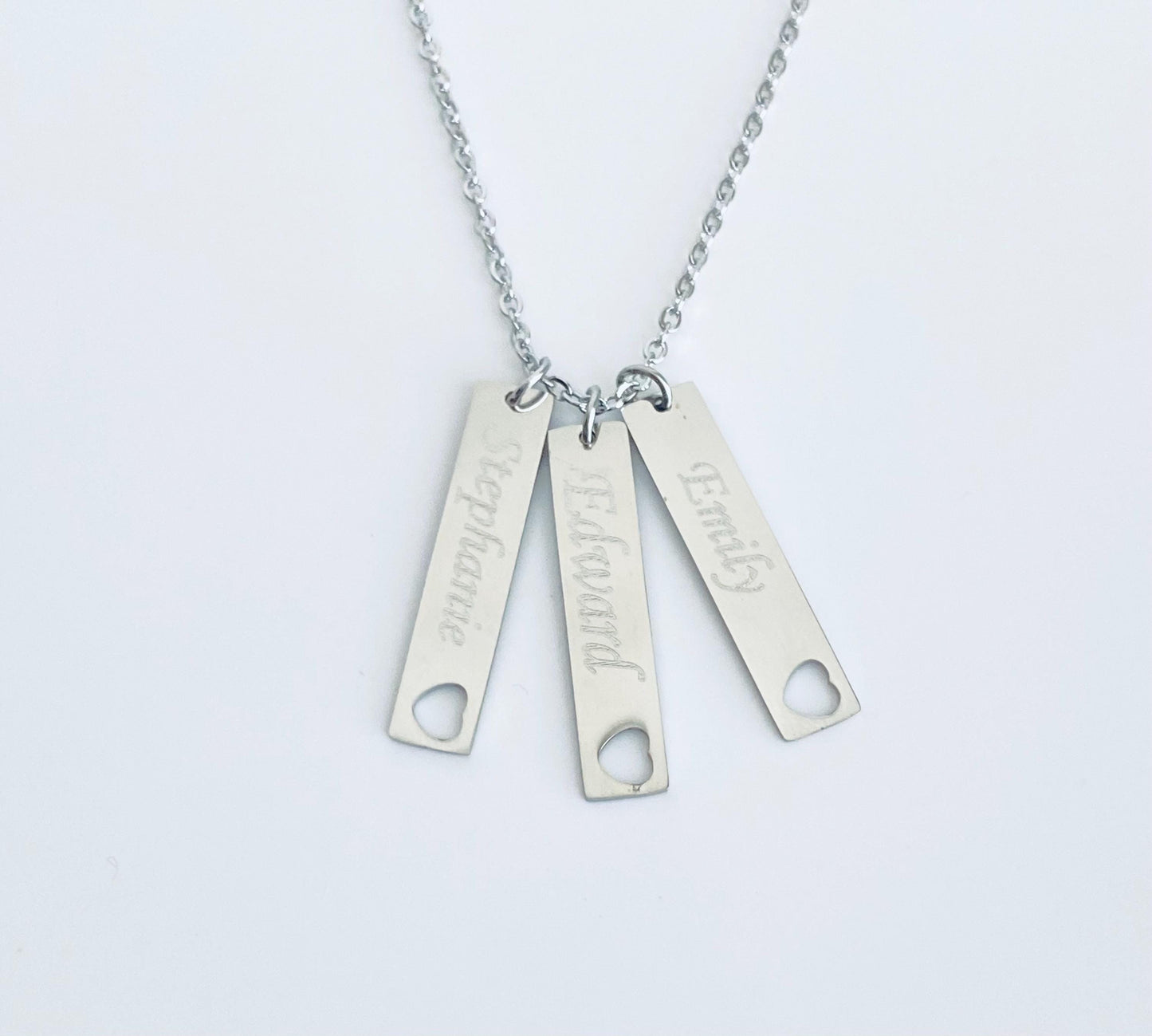 Personalized Long Bar Necklace • Custom Engraved Vertical Bar Necklace