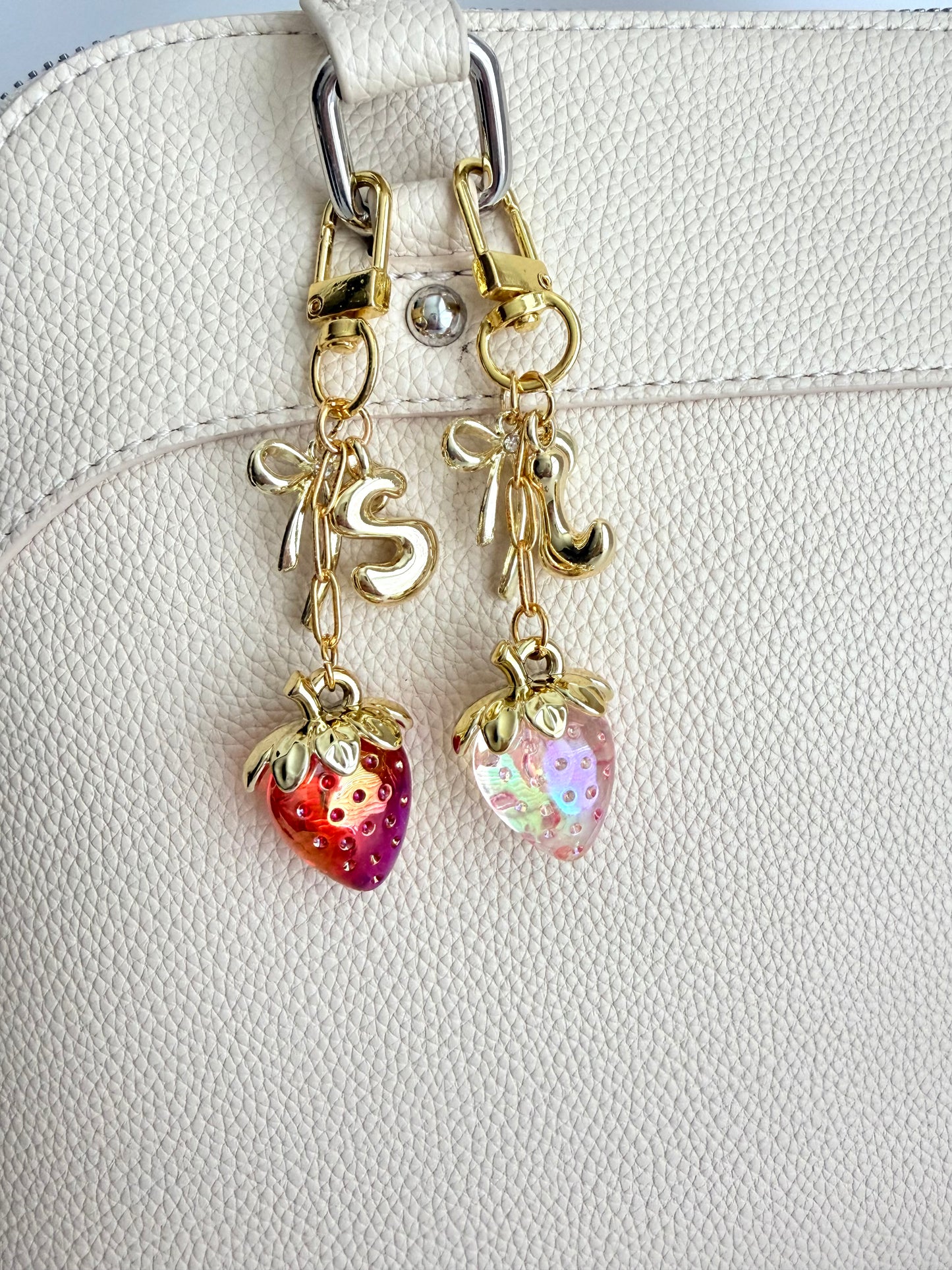 Personalized Fruit Purse Charm with Initial & Bow