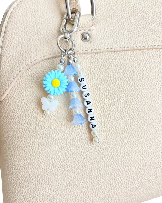 Personalized Daisy Flower Name Bag Charm