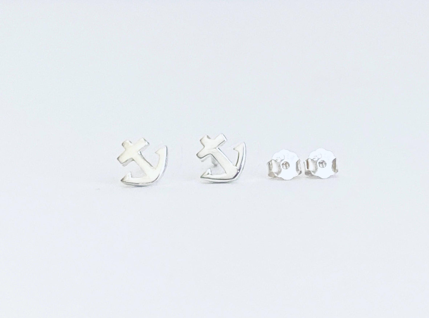 Sterling Silver Anchor Stud Earrings • Nautical Anchor Stud Earrings