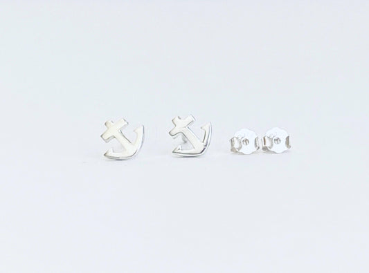 Sterling Silver Anchor Stud Earrings • Nautical Anchor Stud Earrings
