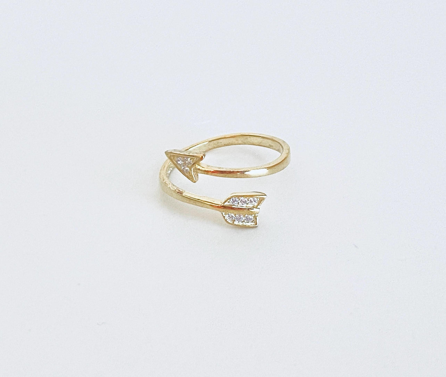 Adjustable Sterling Silver Arrow Ring with Rhinestones • Sterling Silver • Gold • Rose Gold