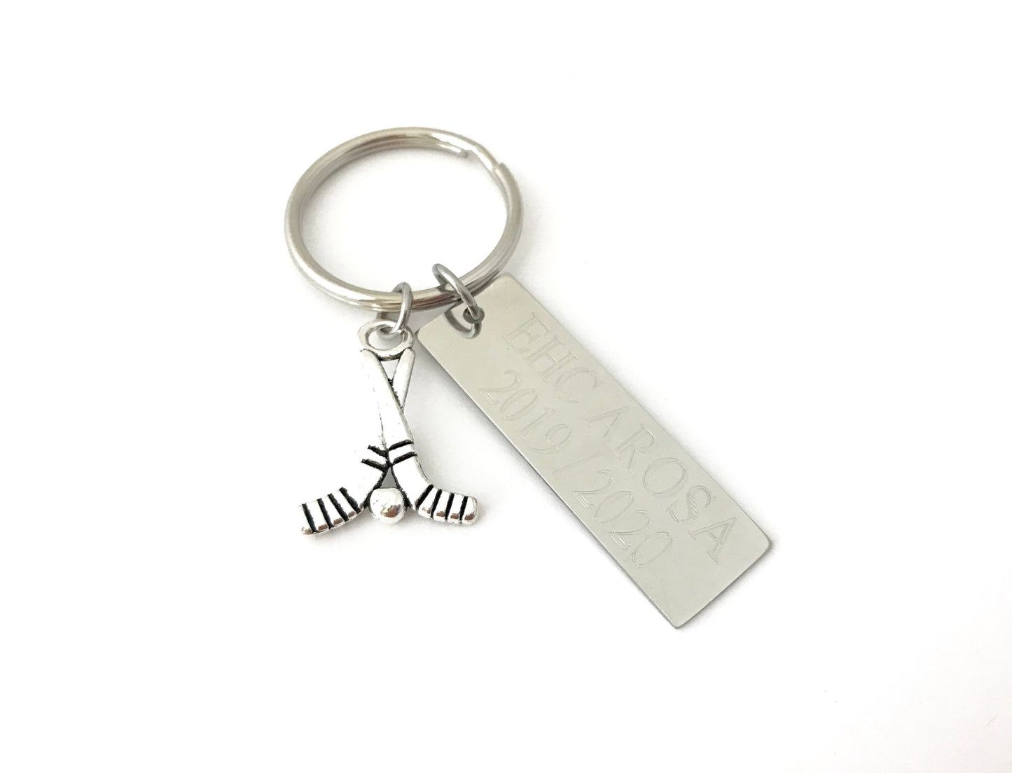 Personalized Ice Hockey Key Chain • Custom Engraved Hockey Gift