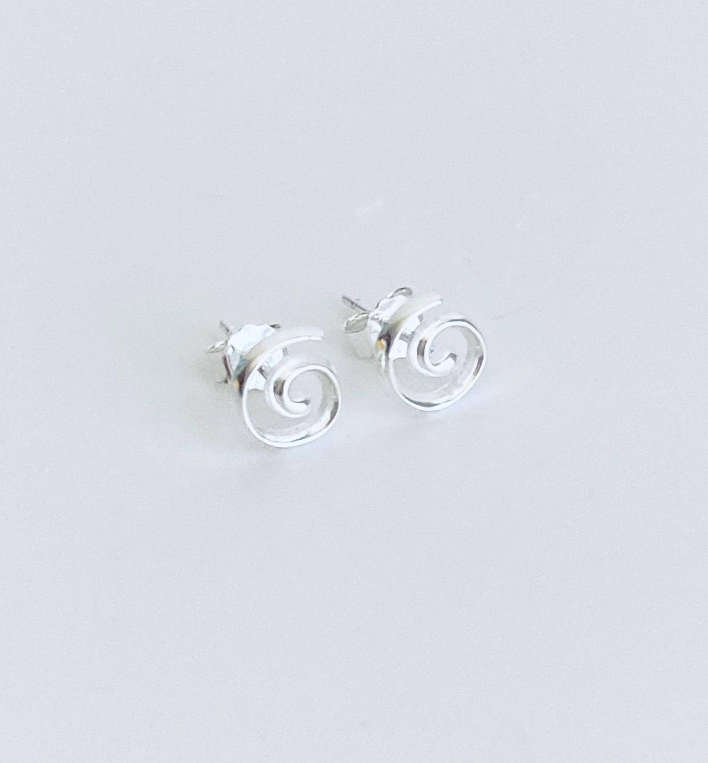 Sterling Silver Swirl Stud Earrings • Dainty Spiral Studs, Minimalist Everyday Silver Earrings
