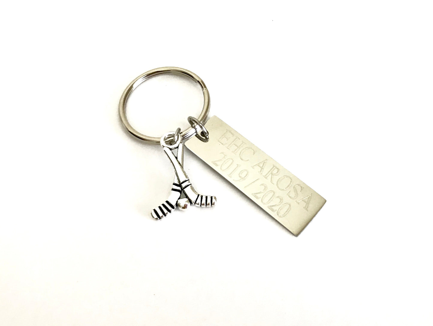 Personalized Ice Hockey Key Chain • Custom Engraved Hockey Gift