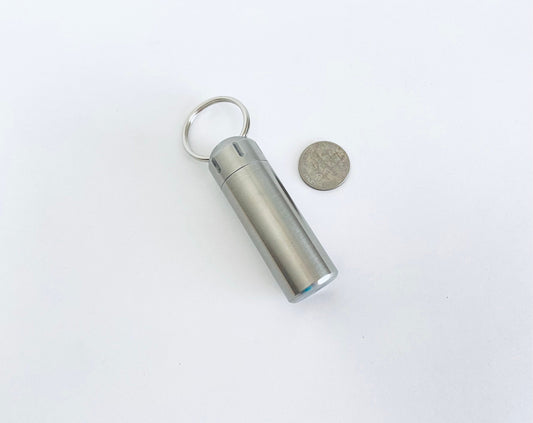Personalized Stainless Steel Large Pill Holder Keychain