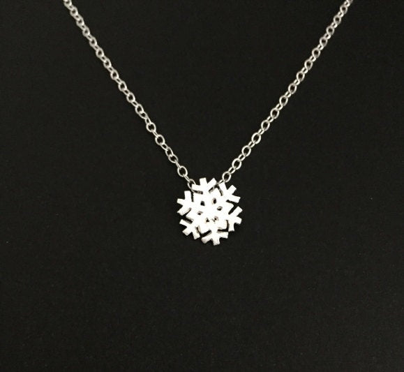 Sterling Silver Snowflake Pendant Necklace • 925 Silver Winter Holiday Necklace