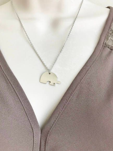 Personalized Stainless Steel 4-Piece Puzzle Necklace Set with Tiny Heart Cutout • Custom Engraved Matching Necklaces