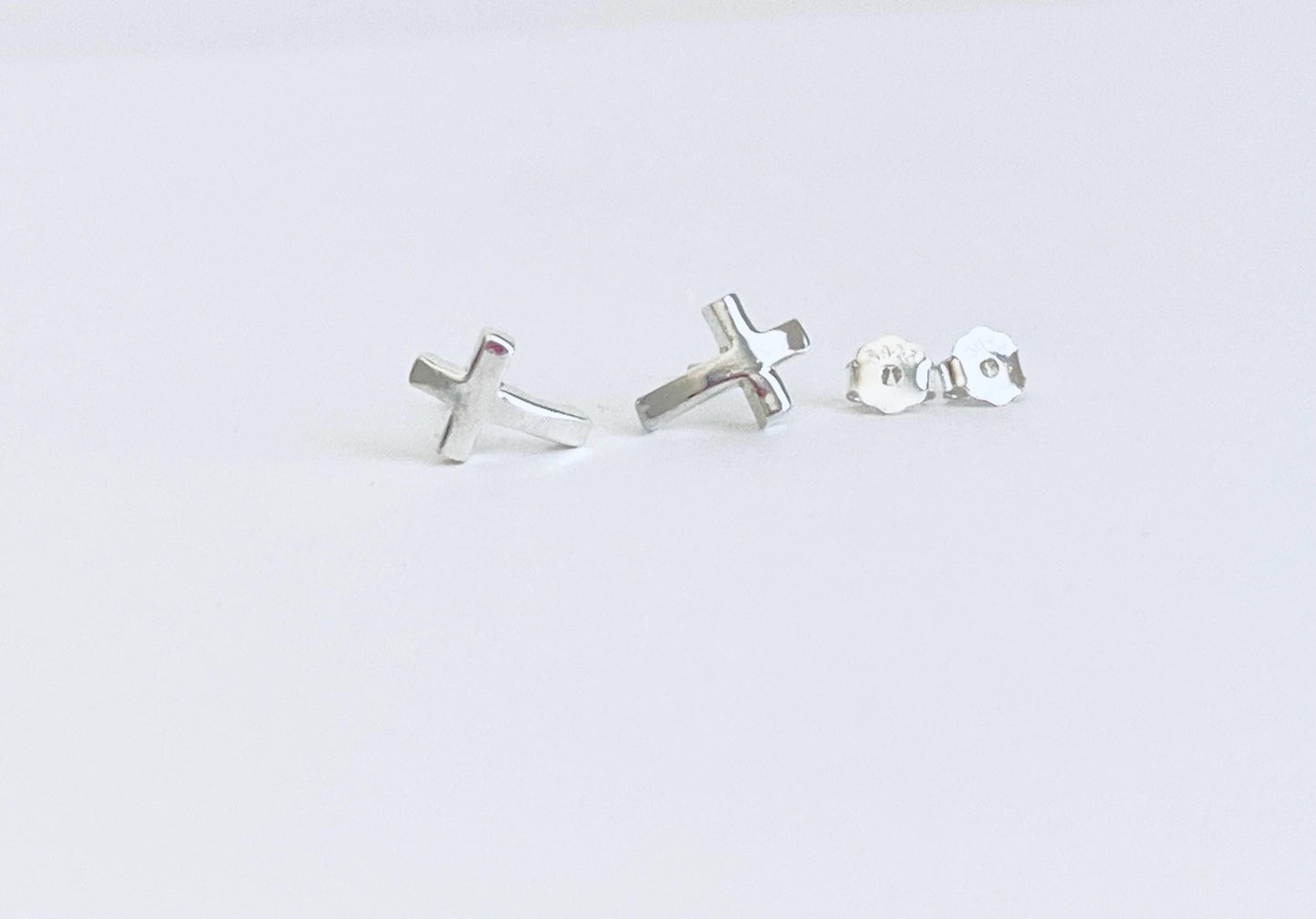 Sterling Silver Cross Stud Earrings • Classic Faith Cross Earrings