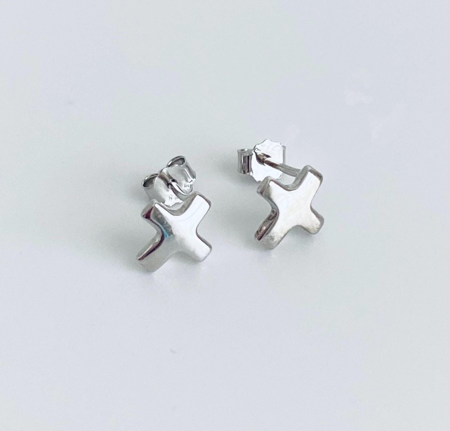 Sterling Silver Cross Stud Earrings • Small Christian Cross Earrings, Minimalist Faith Jewelry Gift