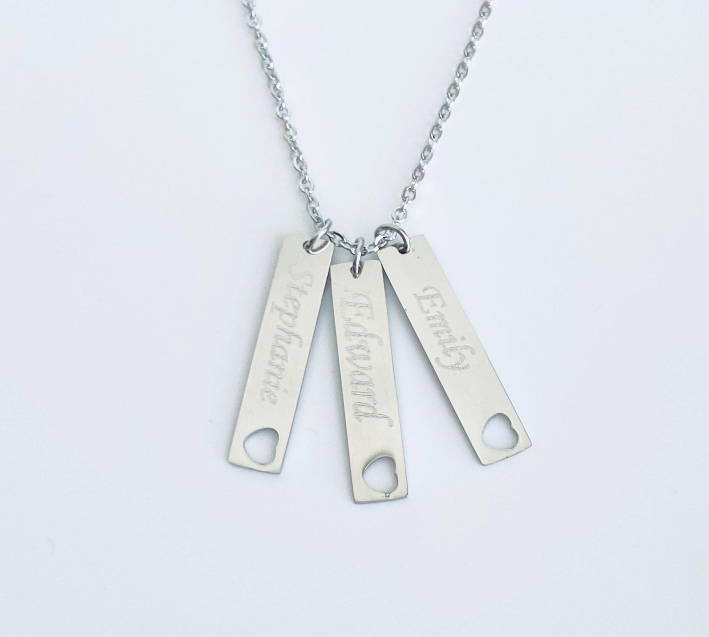 Personalized Long Bar Necklace • Custom Engraved Vertical Bar Necklace