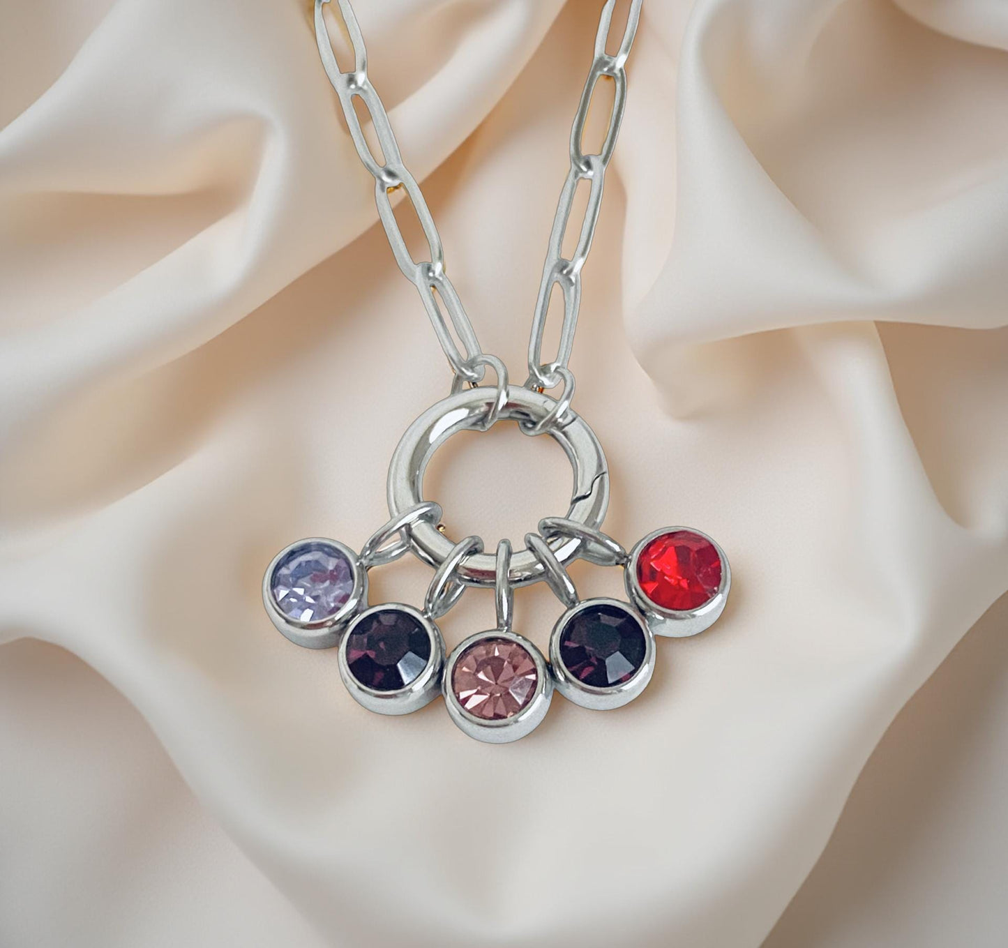 Personalized Birthstone Necklace • One or Multiple Birthstones in Stainless Steel or Gold