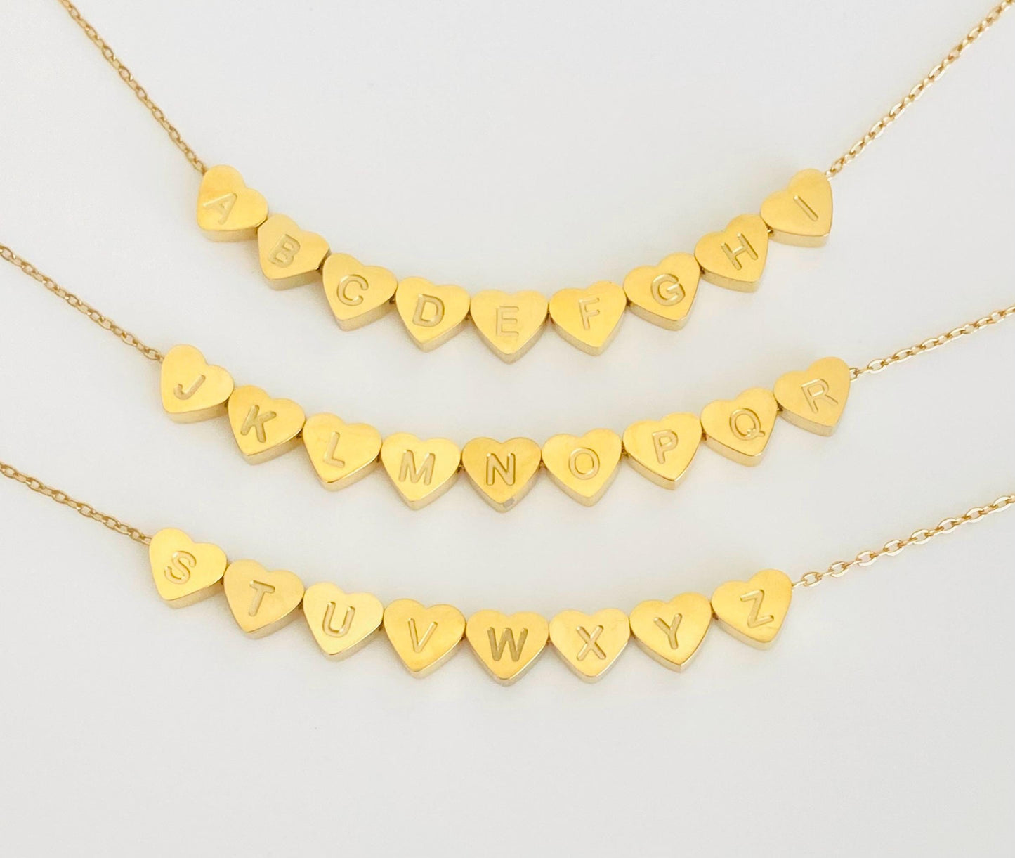 Small Heart Initial Charm Necklace • Stainless Steel or Gold Personalized Letter Necklace
