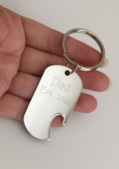 Personalized Stainless Steel Bottle Opener Key Chain • Custom Engraved Bar Tool Gift