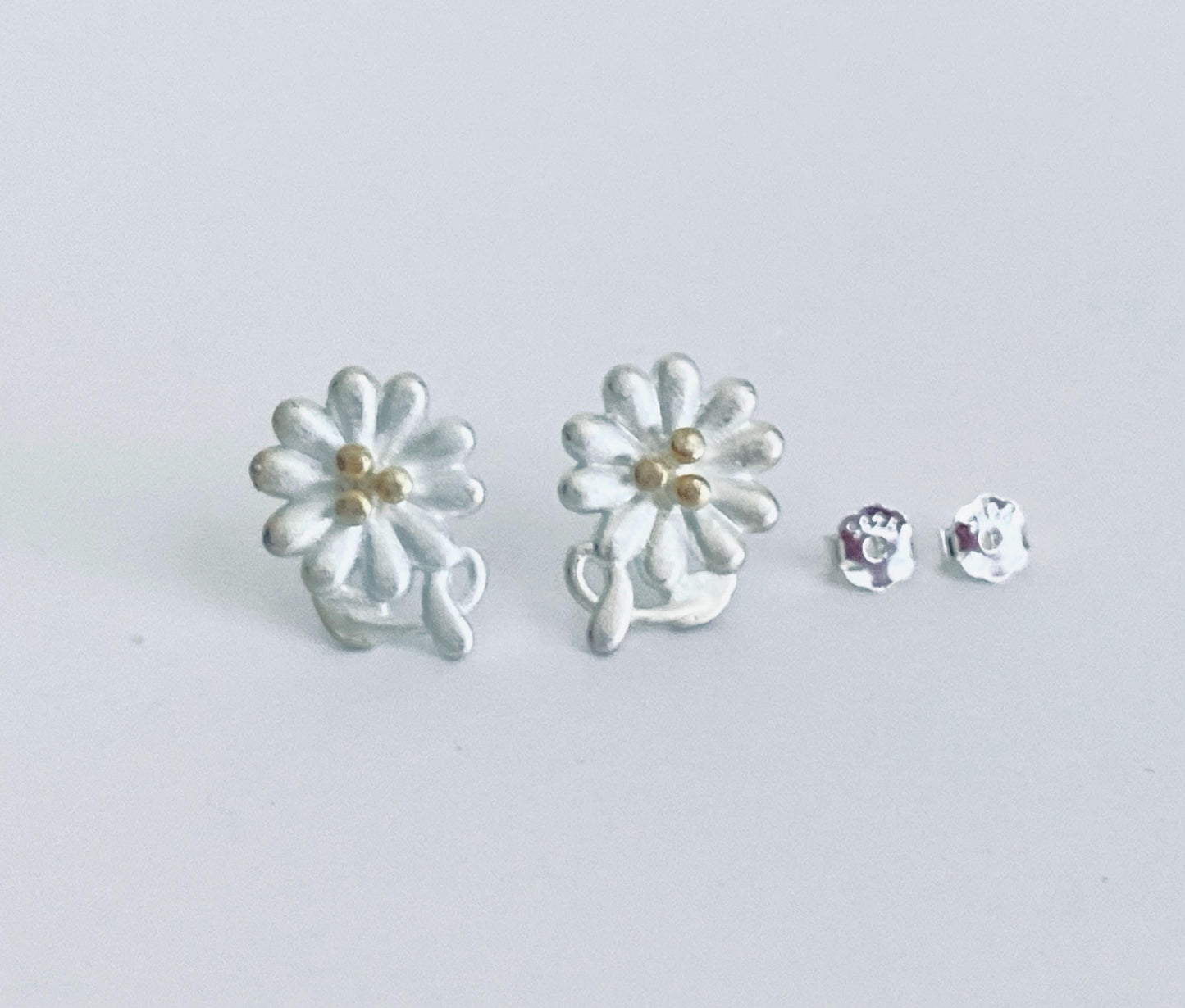 Sterling Silver Flower Stud Earrings • 925 Dainty Floral Studs