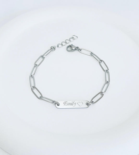 Personalized Mini Bar Bracelet • Custom Engraved Bracelet in Stainless Steel or Gold