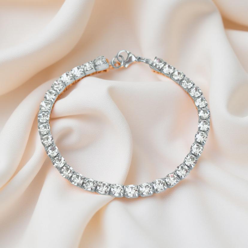 Stainless Steel Tennis Bracelet with Sparkling Cubic Zirconia • Classic CZ Link Bracelet