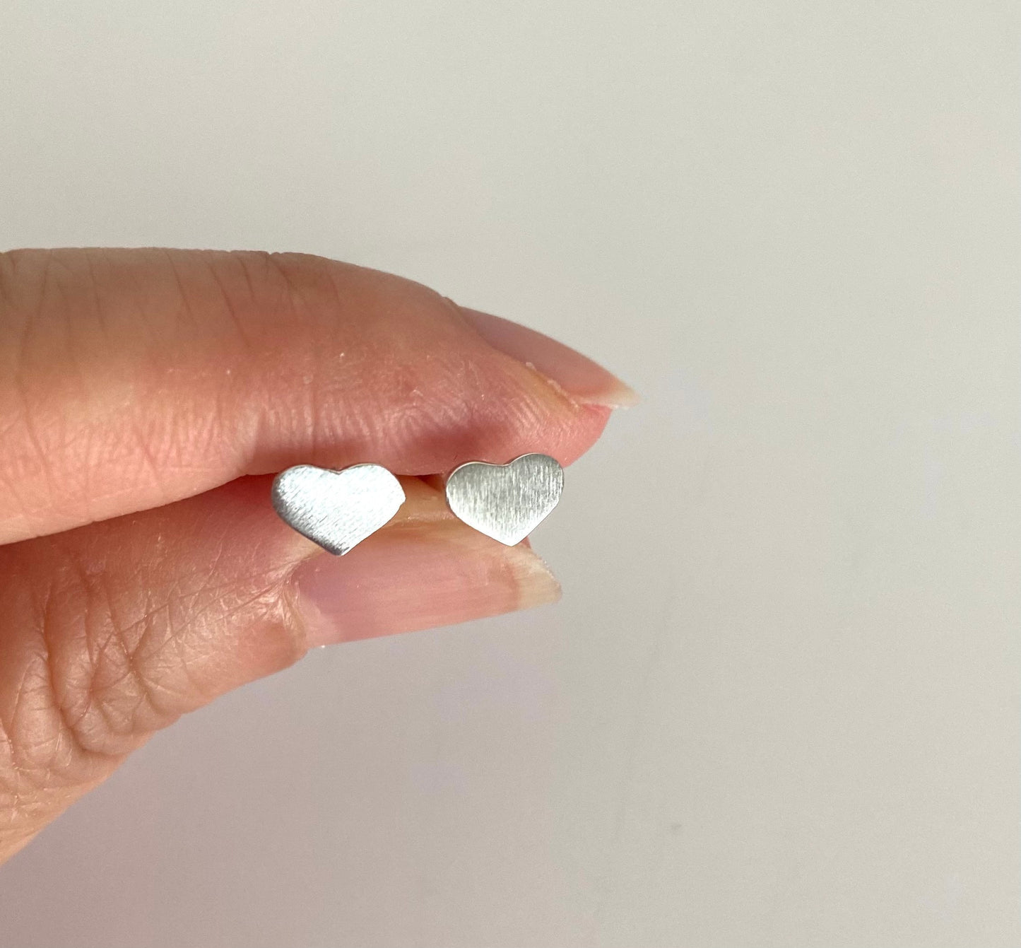 Sterling Silver Tiny Heart Stud Earrings • 925 Dainty Heart Studs