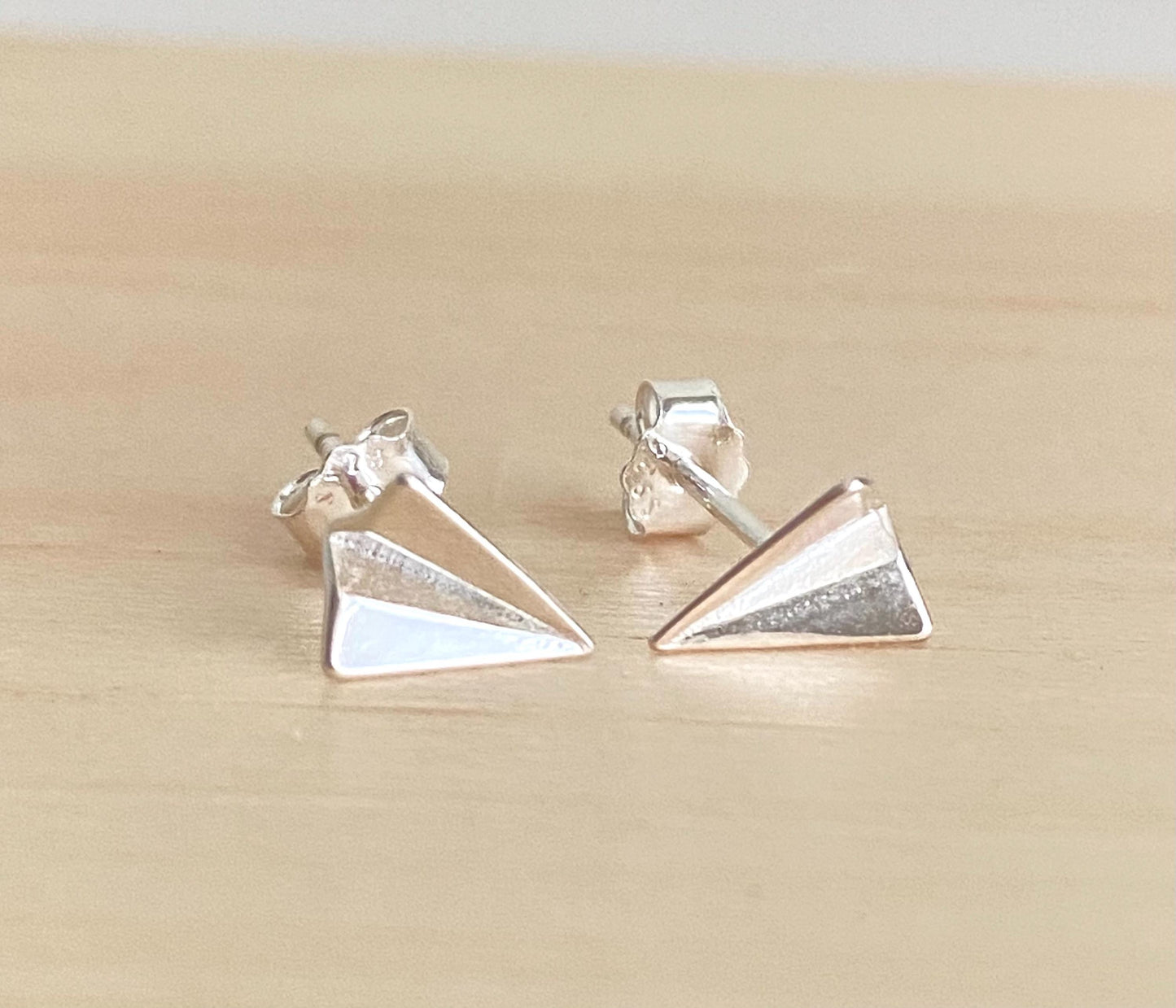 Sterling Silver Paper Airplane Stud Earrings • 925 Silver Travel Studs