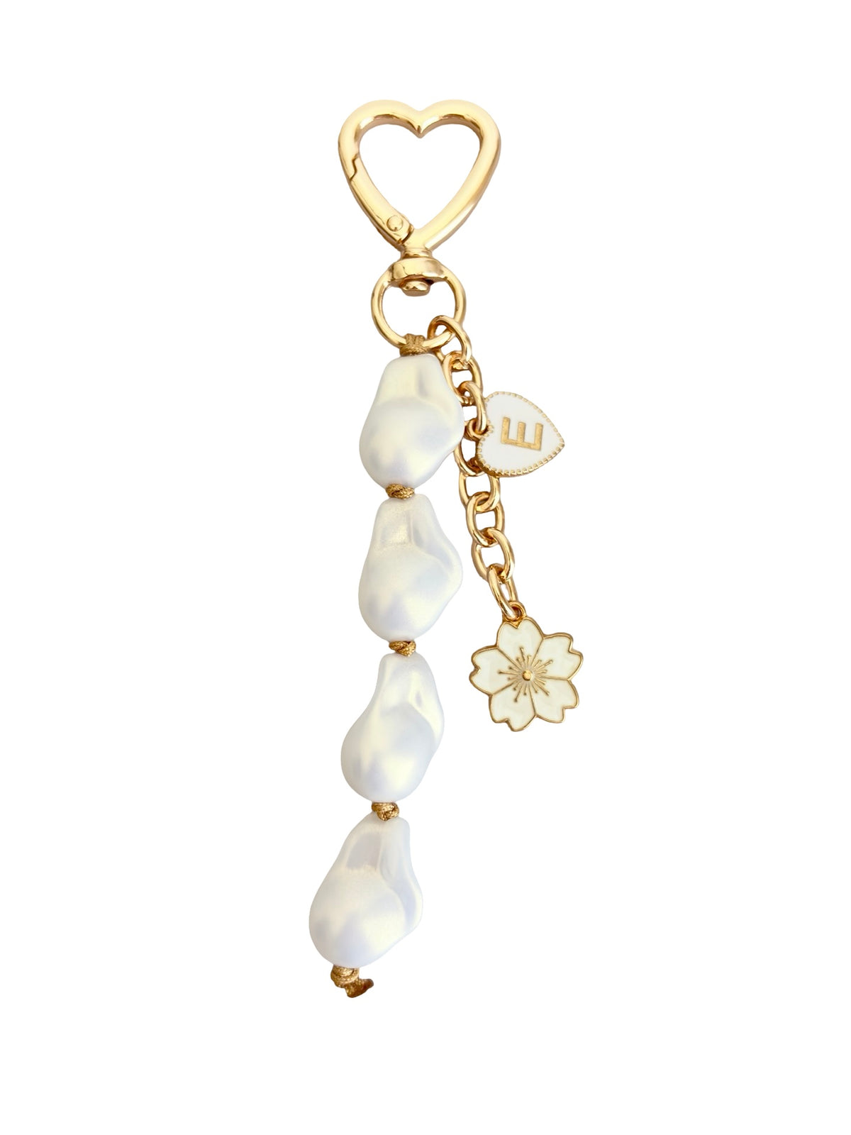 Personalized Pearl Bag Charm with Initial • Baroque-Style Acrylic Faux Pearl Purse Charm