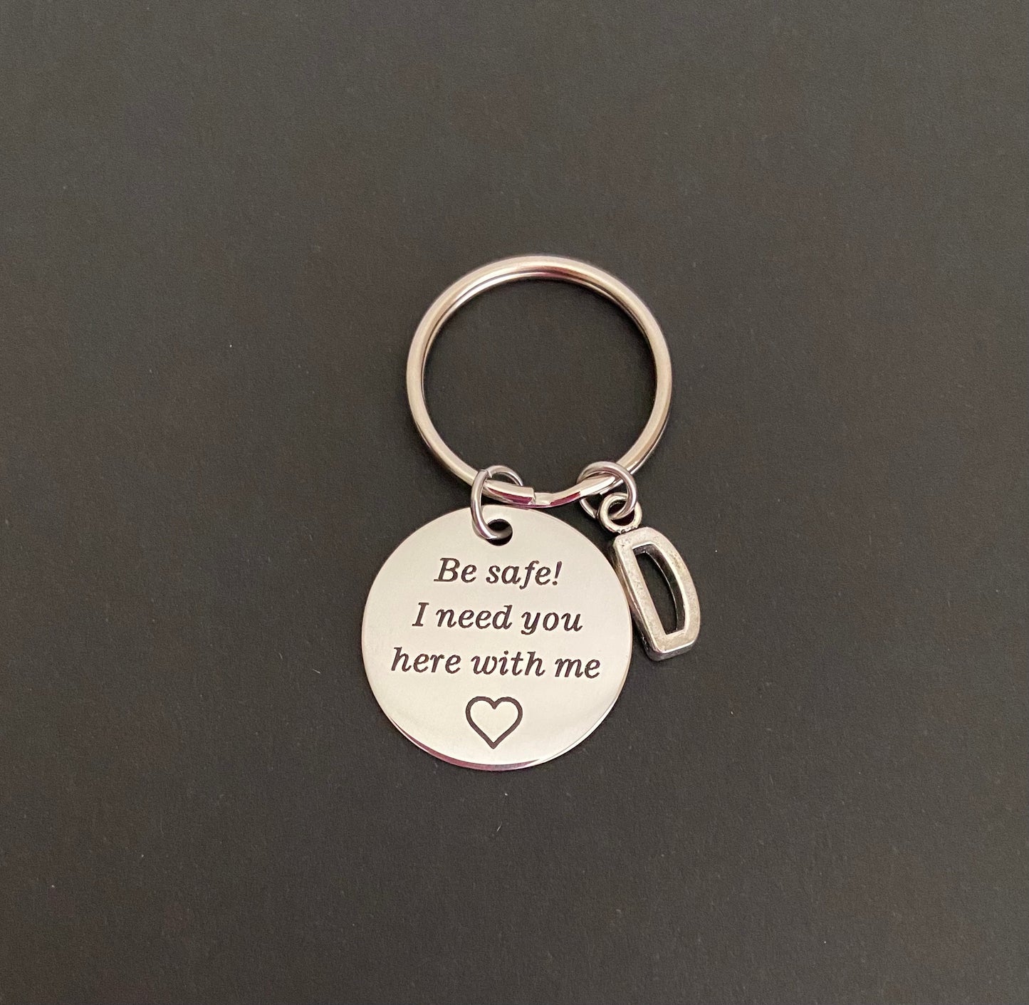 "Be Safe" Personalized Initial Key Chain