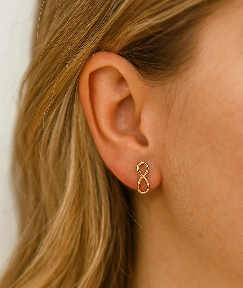 Dainty Infinity Studs • Available in Sterling Silver, Gold over Silver, or Rose Gold over Silver