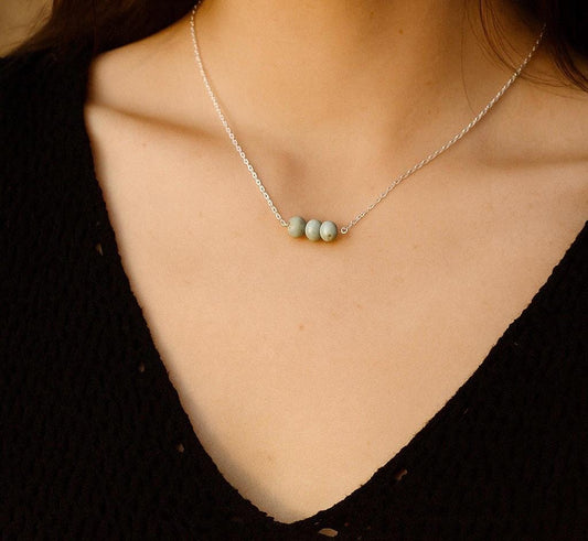 Larimar Beaded Necklace in Sterling Silver or Gold Filled