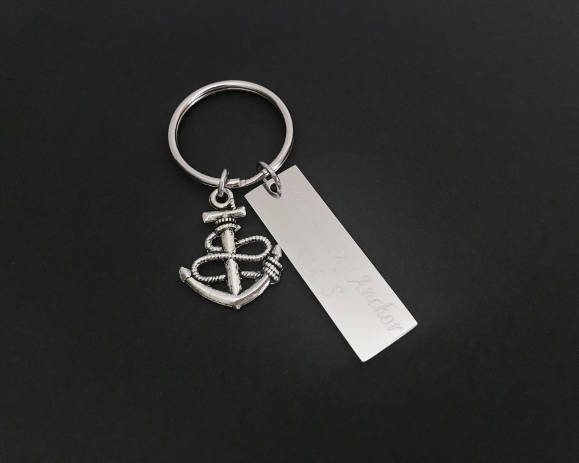 Personalize Anchor Key Chain • Custom Engraved Keychain, Nautical Gift