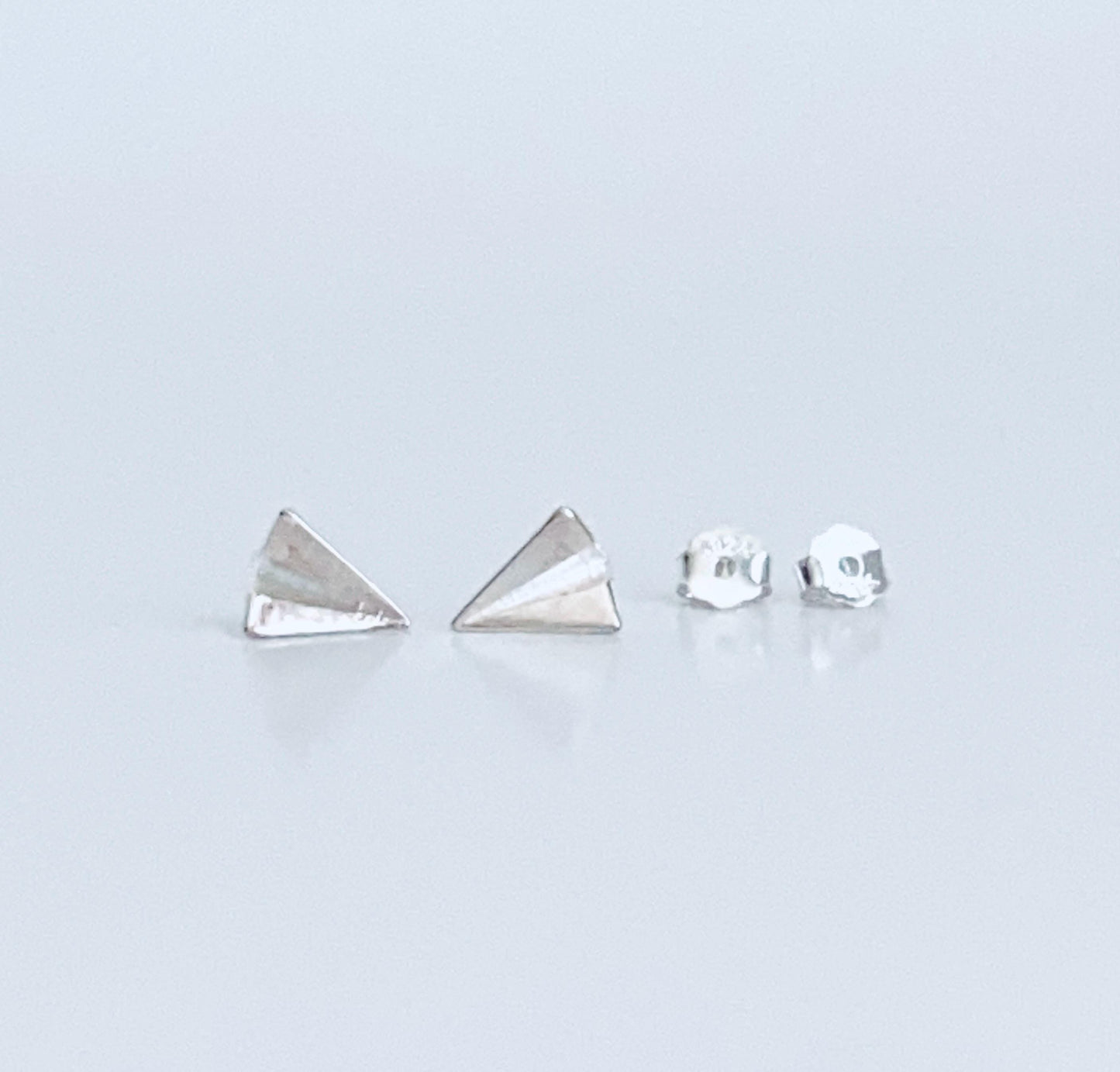 Sterling Silver Paper Airplane Stud Earrings • 925 Silver Travel Studs