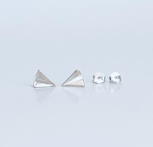 Sterling Silver Paper Airplane Stud Earrings • 925 Silver Travel Studs