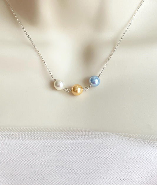 Swarovski Pearl Birthstone Necklace • Personalized Birthstone Necklace in Sterling Silver or Gold Filled