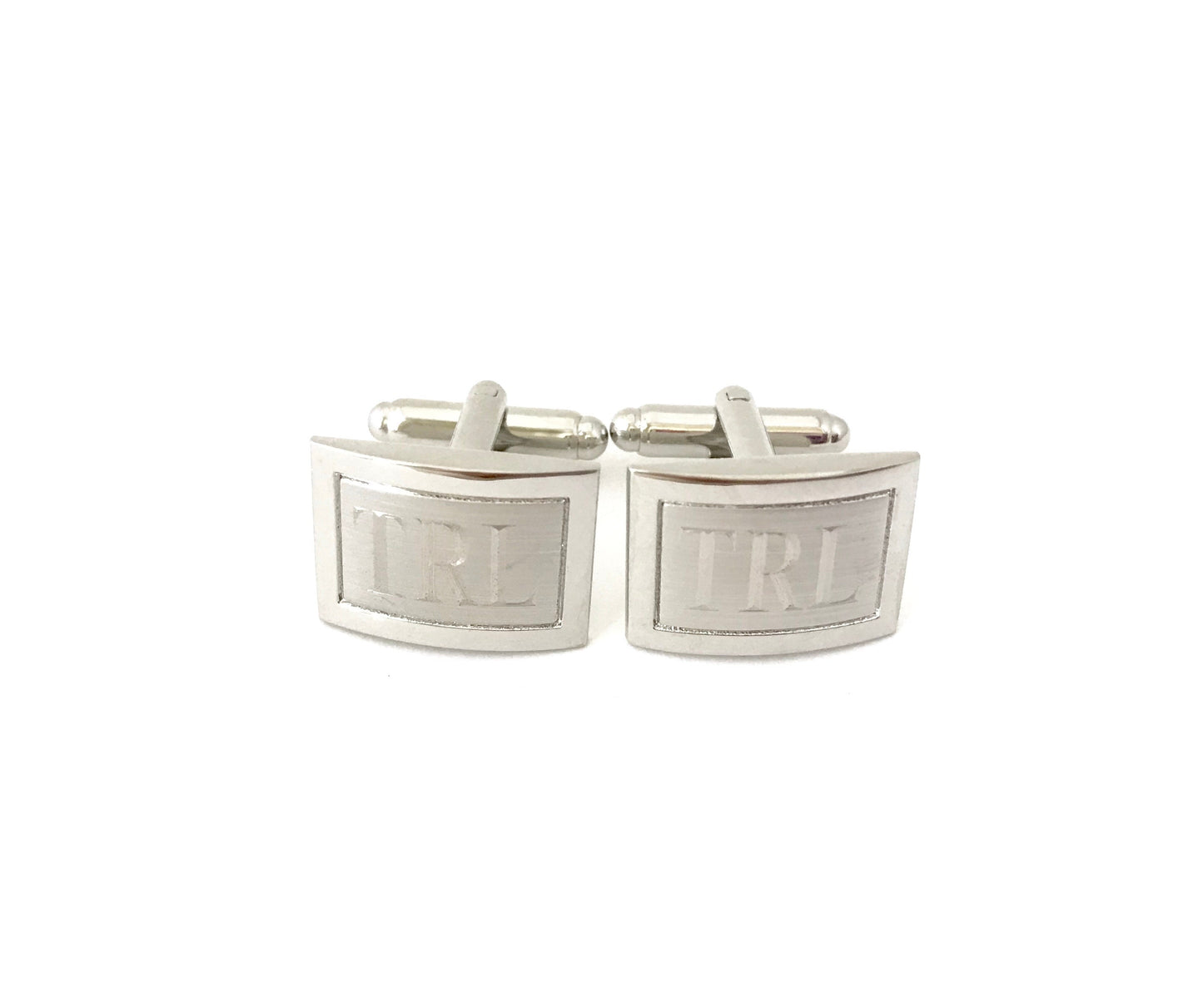 Personalized Two Tone Rectangular Cufflinks. Groomsmen Gift. Wedding. Gift for Him