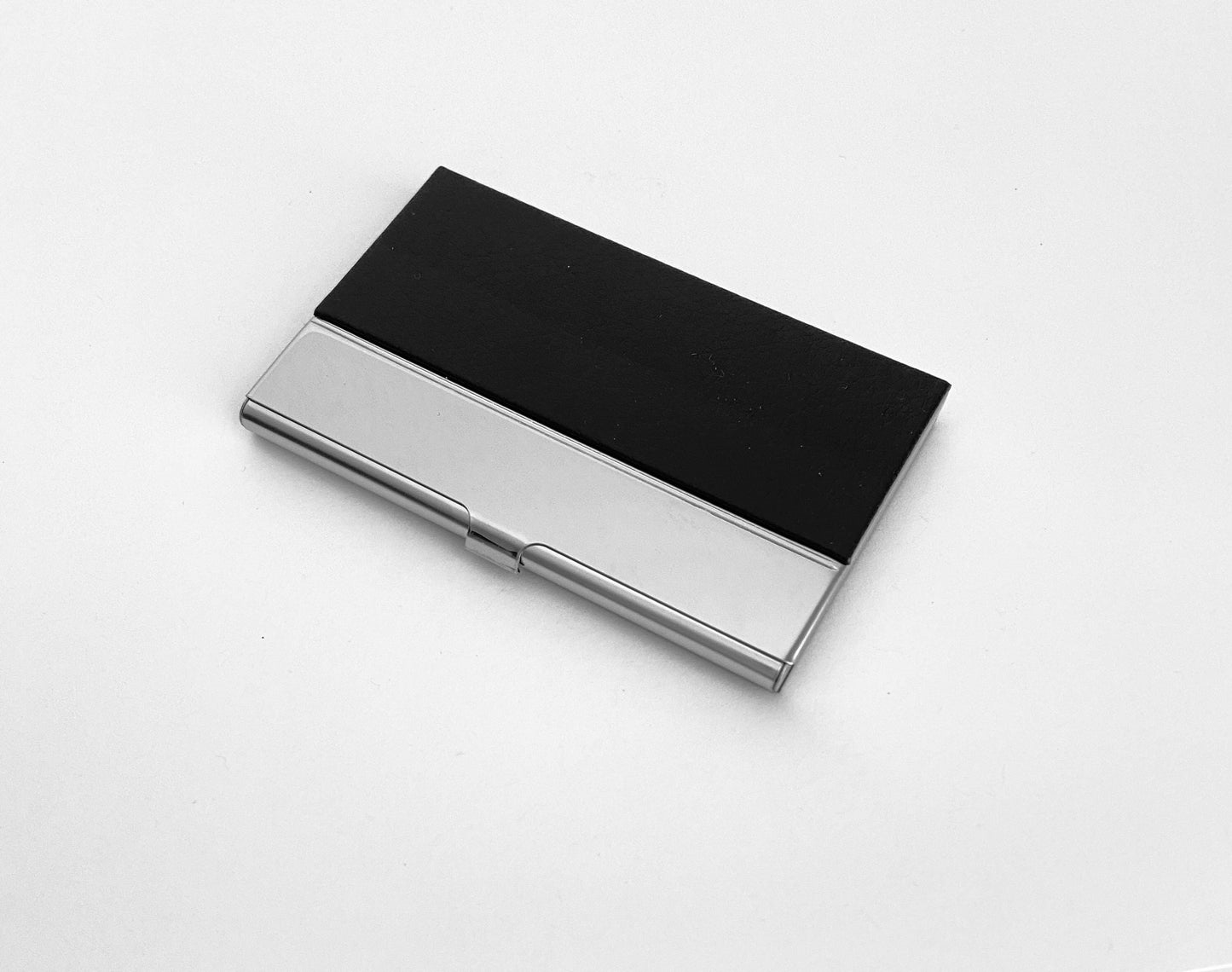 Personalized Faux Leather Business Card Holder • Custom Engraved Leatherette Card Case for Men & Women