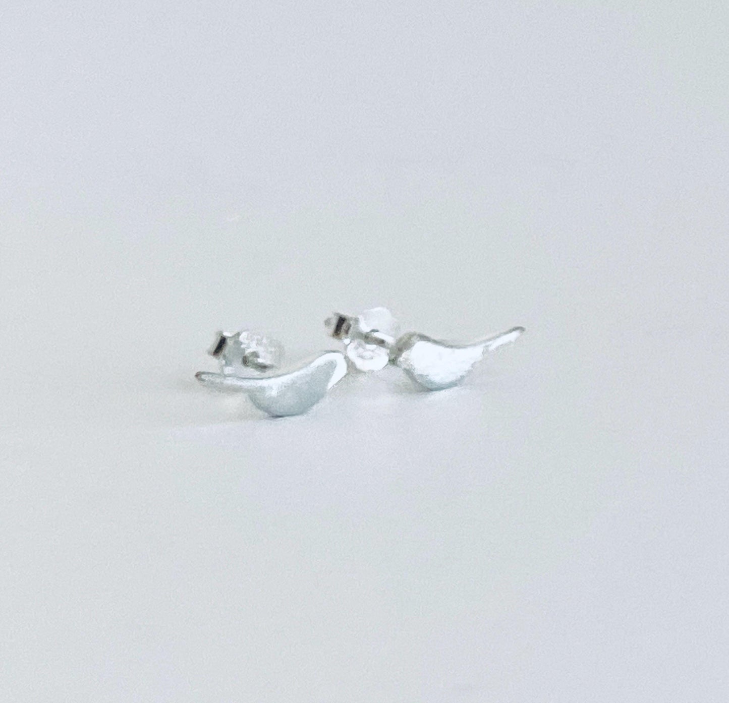 Sterling Silver Tiny Bird Stud Earrings • 925 Dainty Bird Silhouette Studs