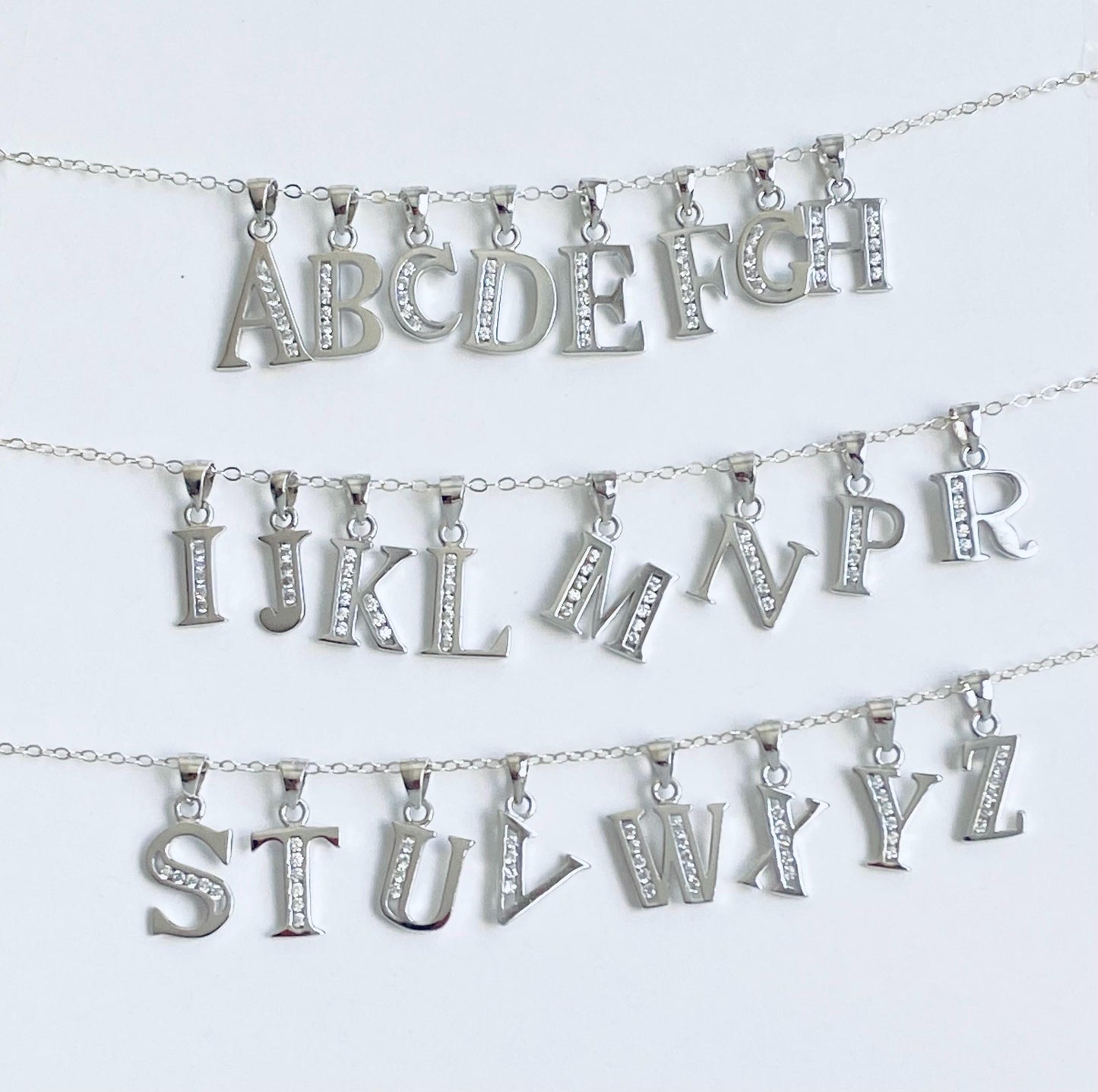 Sterling Silver Initial Pendant Necklace  • Personalized Letter Necklace