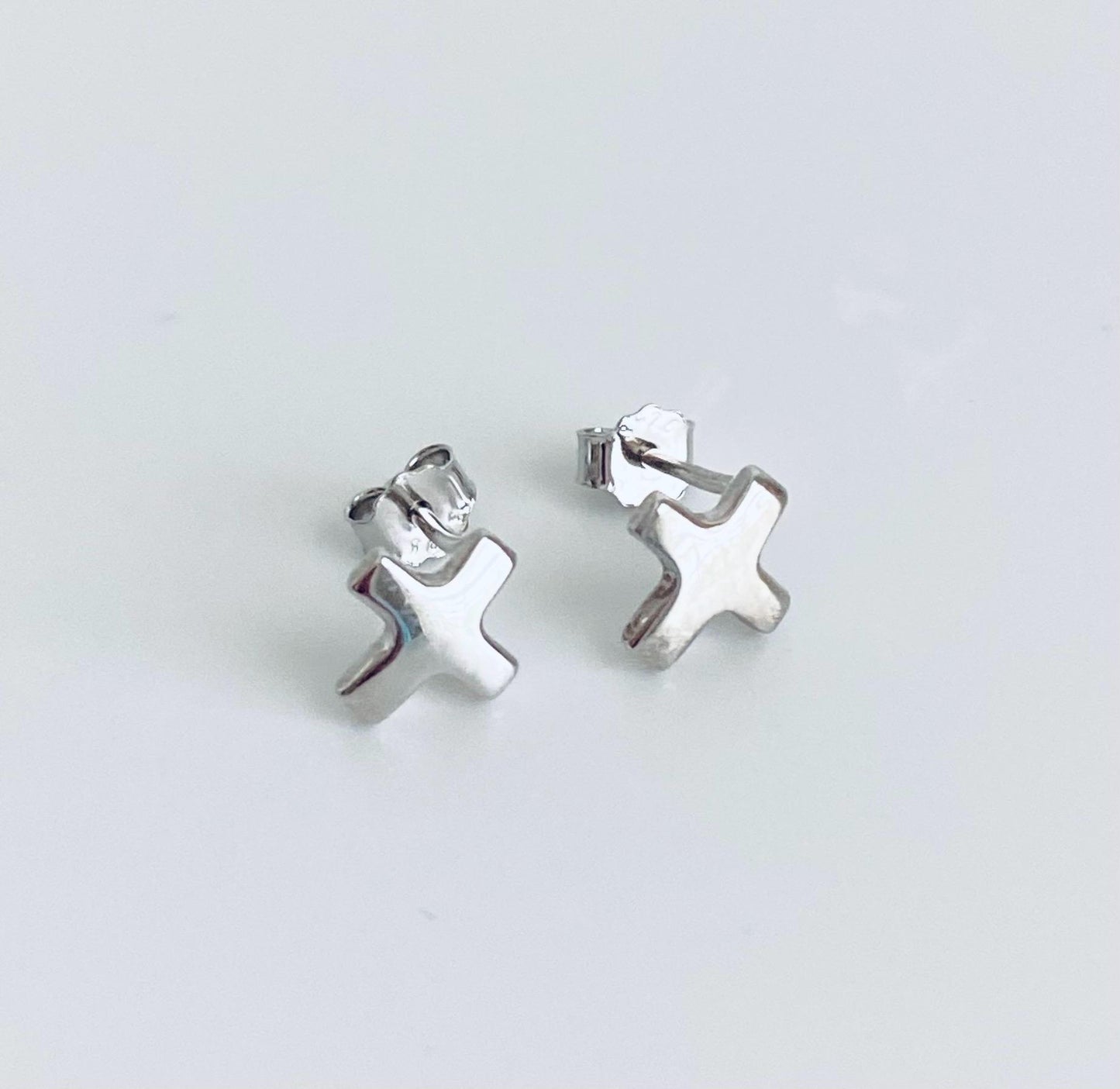 Sterling Silver Cross Stud Earrings • Small Christian Cross Earrings, Minimalist Faith Jewelry Gift