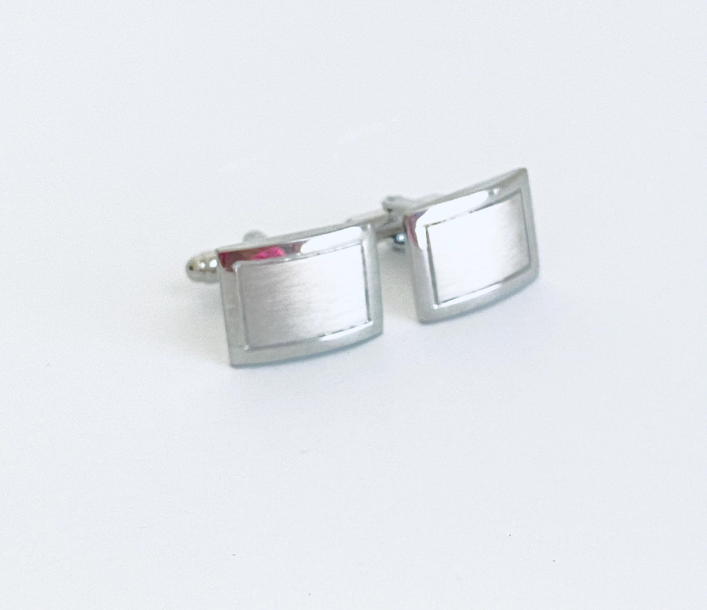 Personalized Two Tone Rectangular Cufflinks. Groomsmen Gift. Wedding. Gift for Him