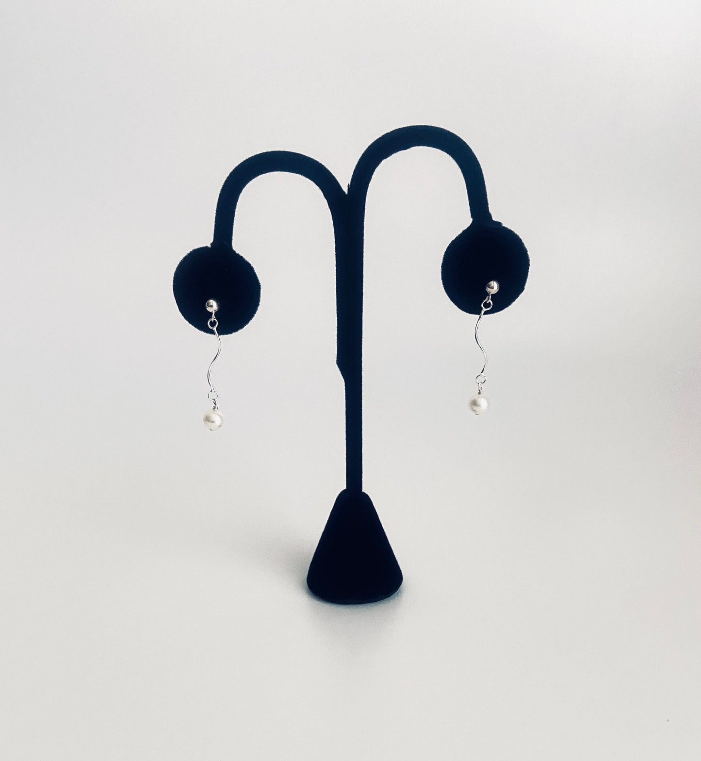 Sterling Silver Pearl Dangle Earrings • 925 Silver Drop Earrings with Pearl