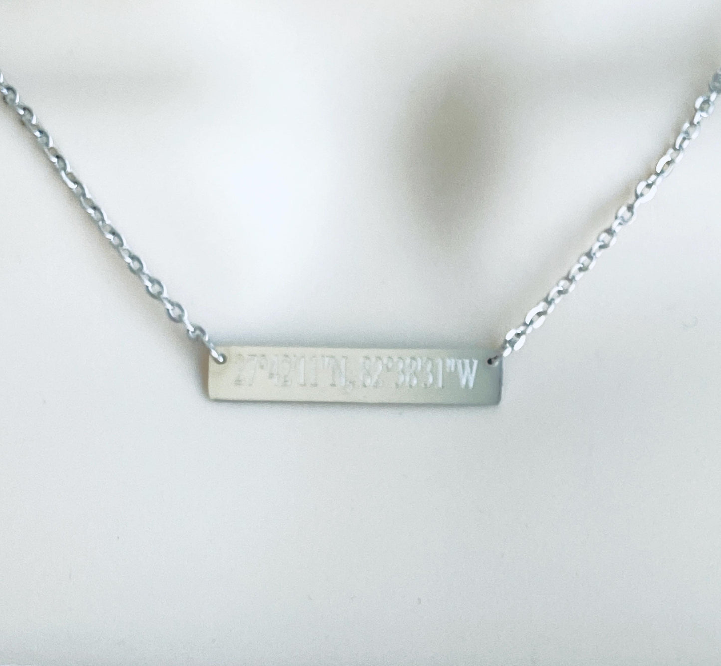 Personalized Stainless Steel Long Bar Necklace • Custom Engraved Name Necklace for Women