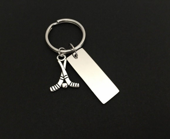 Personalized Ice Hockey Key Chain • Custom Engraved Hockey Gift