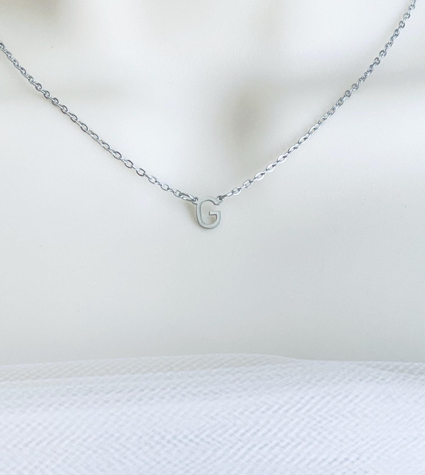 Stainless Steel Mini Letter Necklace • Dainty Initial Necklace for Women