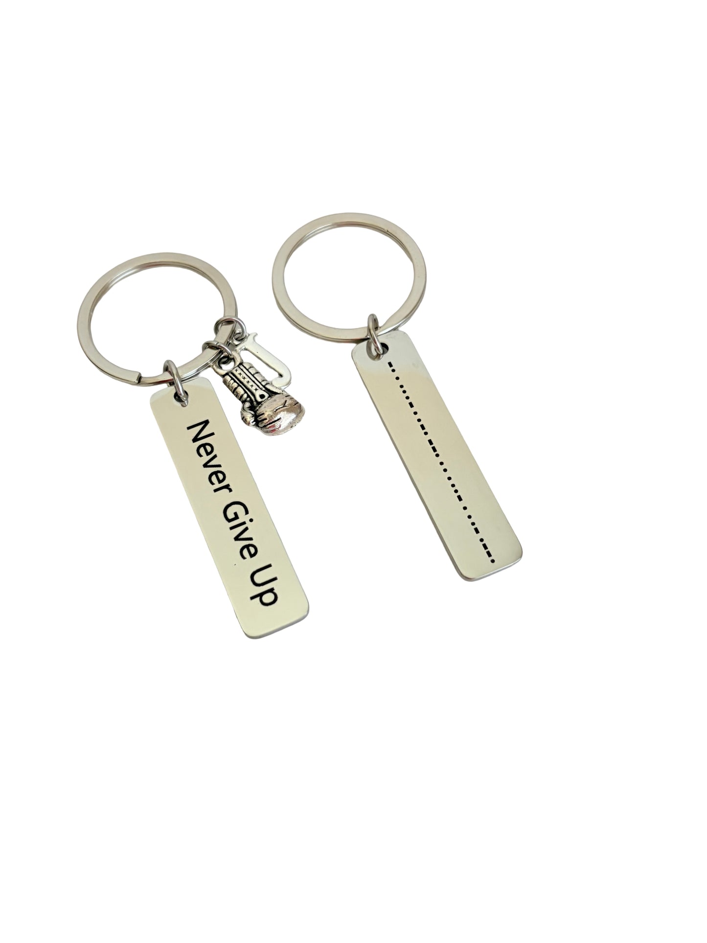 Personalized Initial Morse Code Keychain • Custom Inspirational Morse Code Key Chain • I Love You, Fearless, Never Give Up