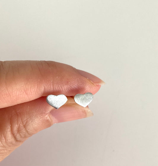 Sterling Silver Tiny Heart Stud Earrings • 925 Dainty Heart Studs