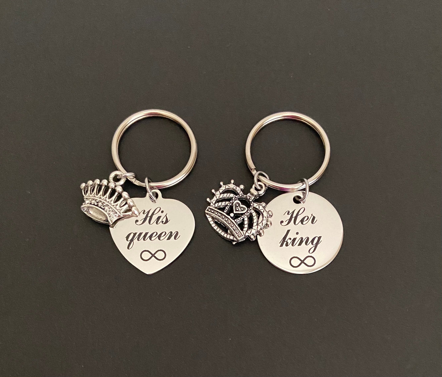 His Queen & Her King Key Chain Set • Matching Couples Keychains, King Queen Gift