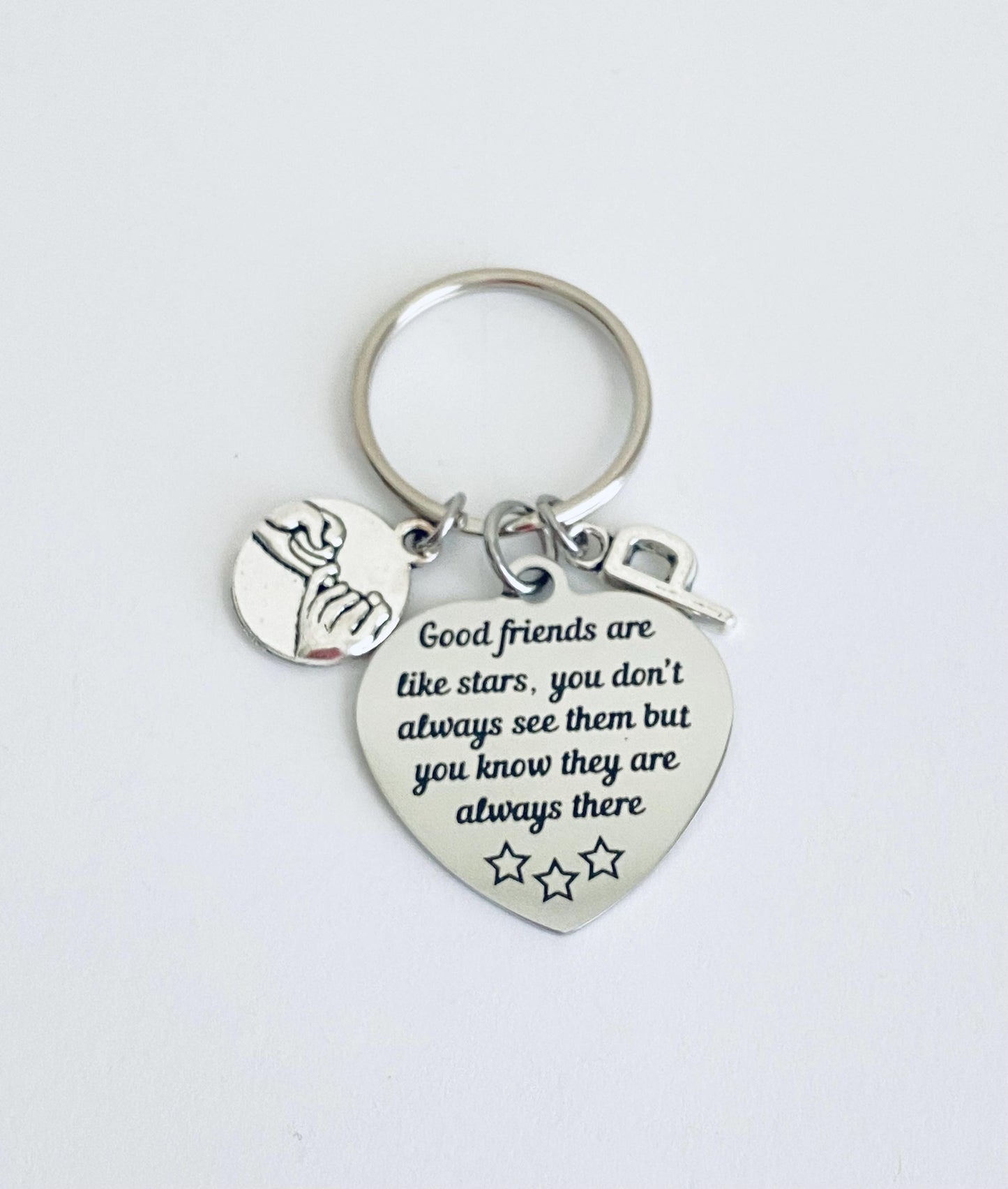 Personalized Best Friend Keychain • “Good Friends Are Like Stars” Key Chain with Initial
