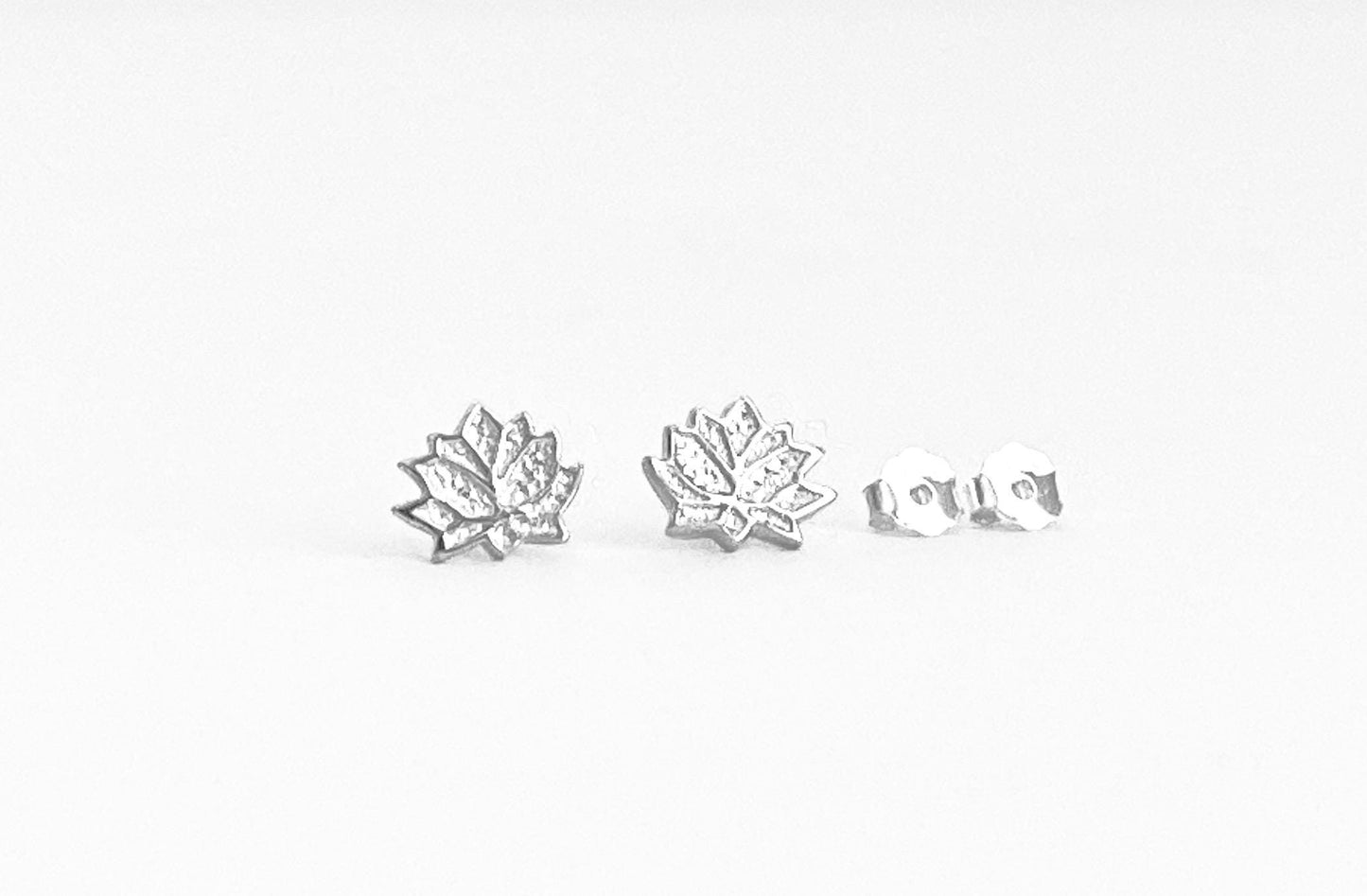 Sterling Silver Lotus Flower Stud Earrings • 925 Silver Minimalist Lotus Studs