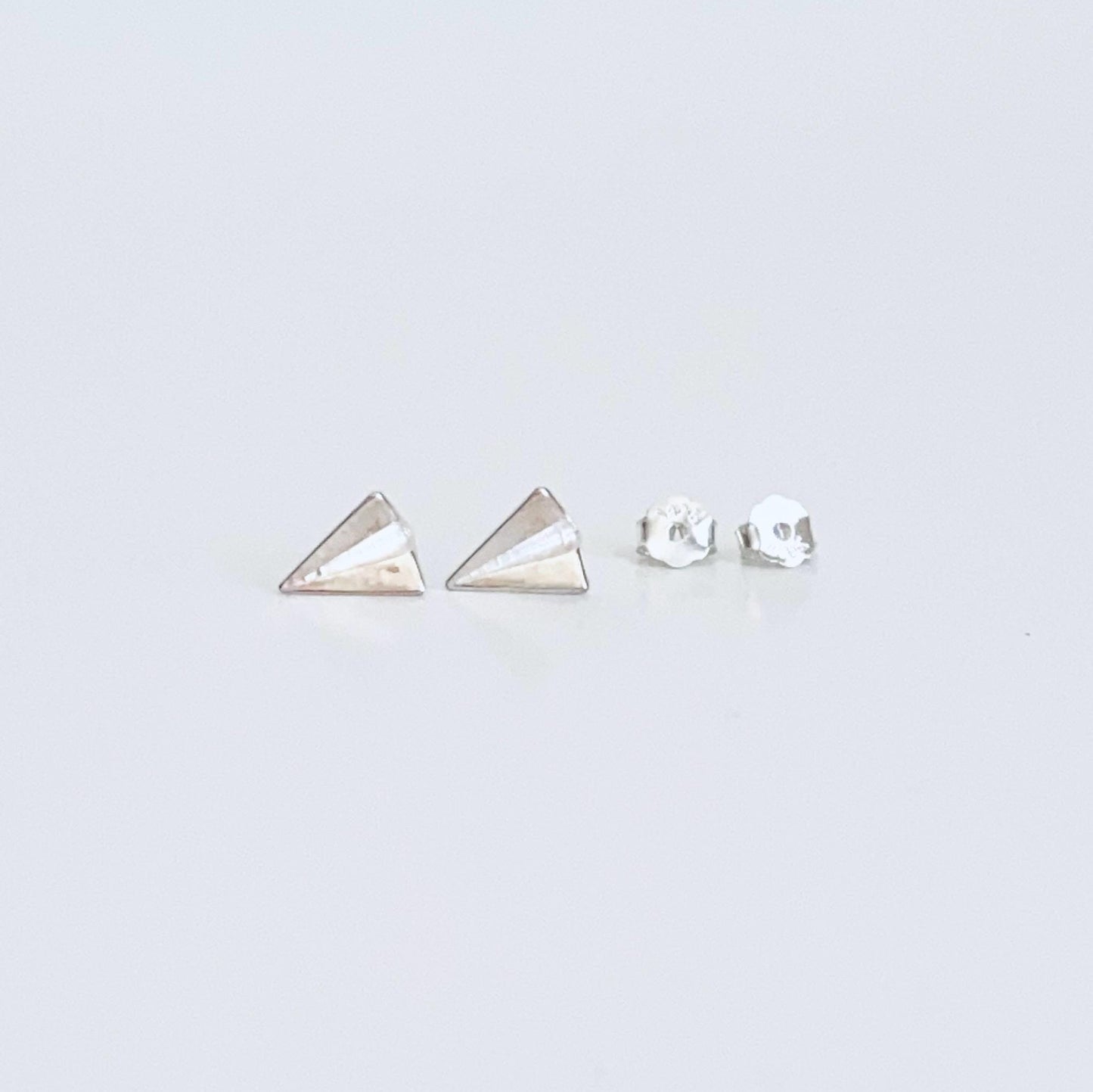 Sterling Silver Paper Airplane Stud Earrings • 925 Silver Travel Studs