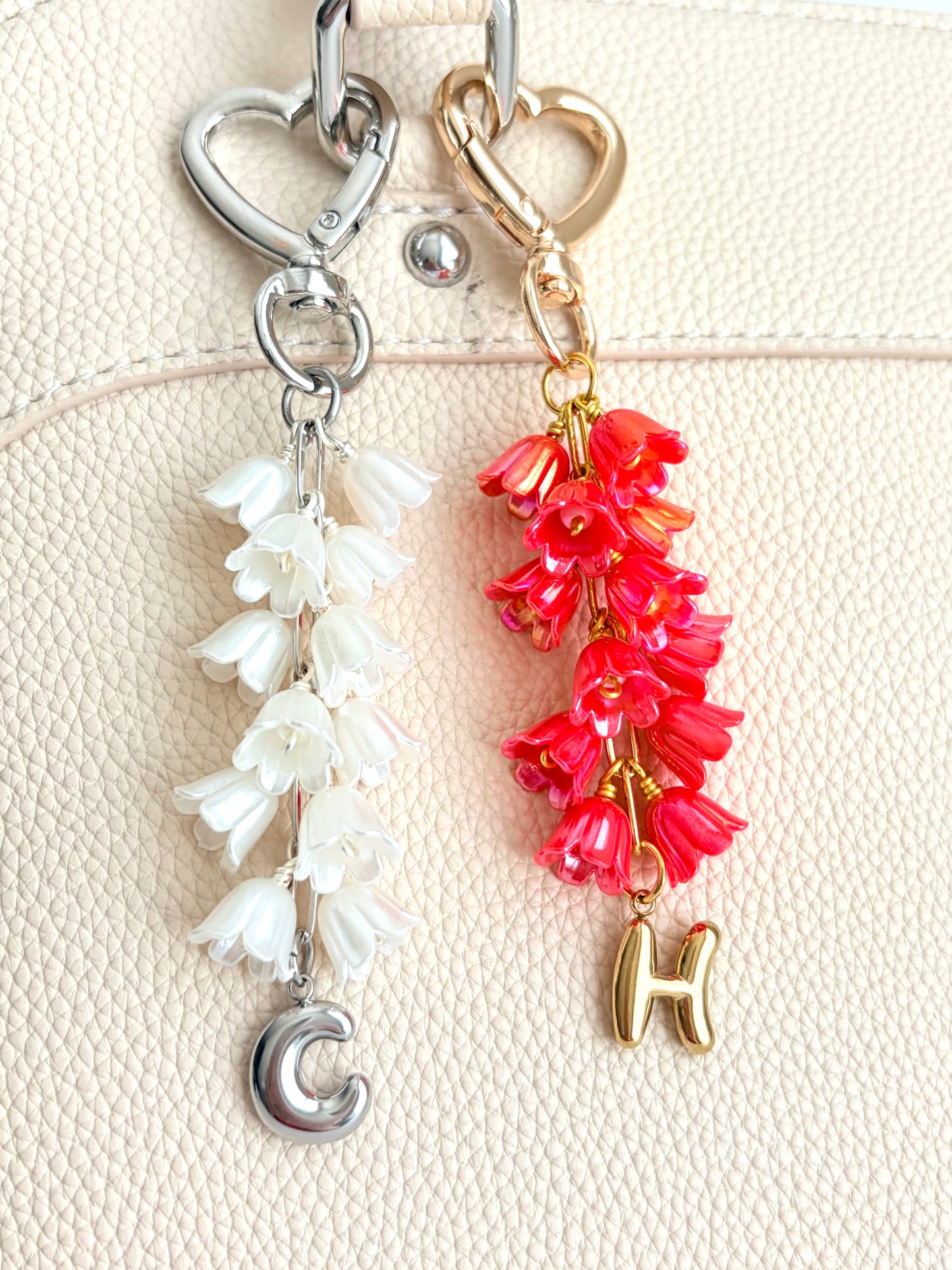 Personalized Clip-On Purse Charm with Acrylic Tulips